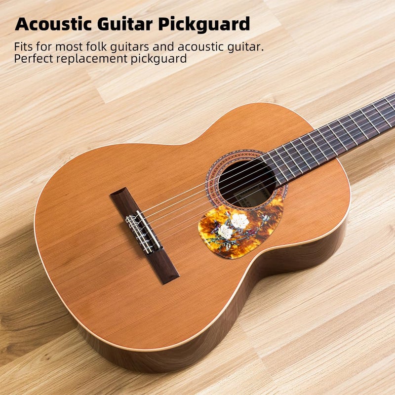 Domofa Acoustic Guitar Pickguard Thick Pick Guard Inlaid Abalone Flower for Most Martin Acoustic Guitar (Amber) - Image 1